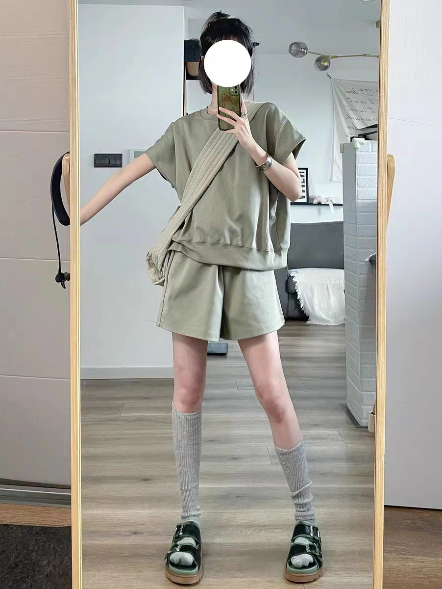 韓系少年感休閒減齡運動風套裝女夏季學生韓版寬鬆短袖短褲兩件套