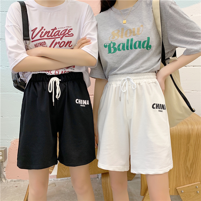 620#-Real shot 65/35 fish scale loose casual slimming printed wide leg shorts for women