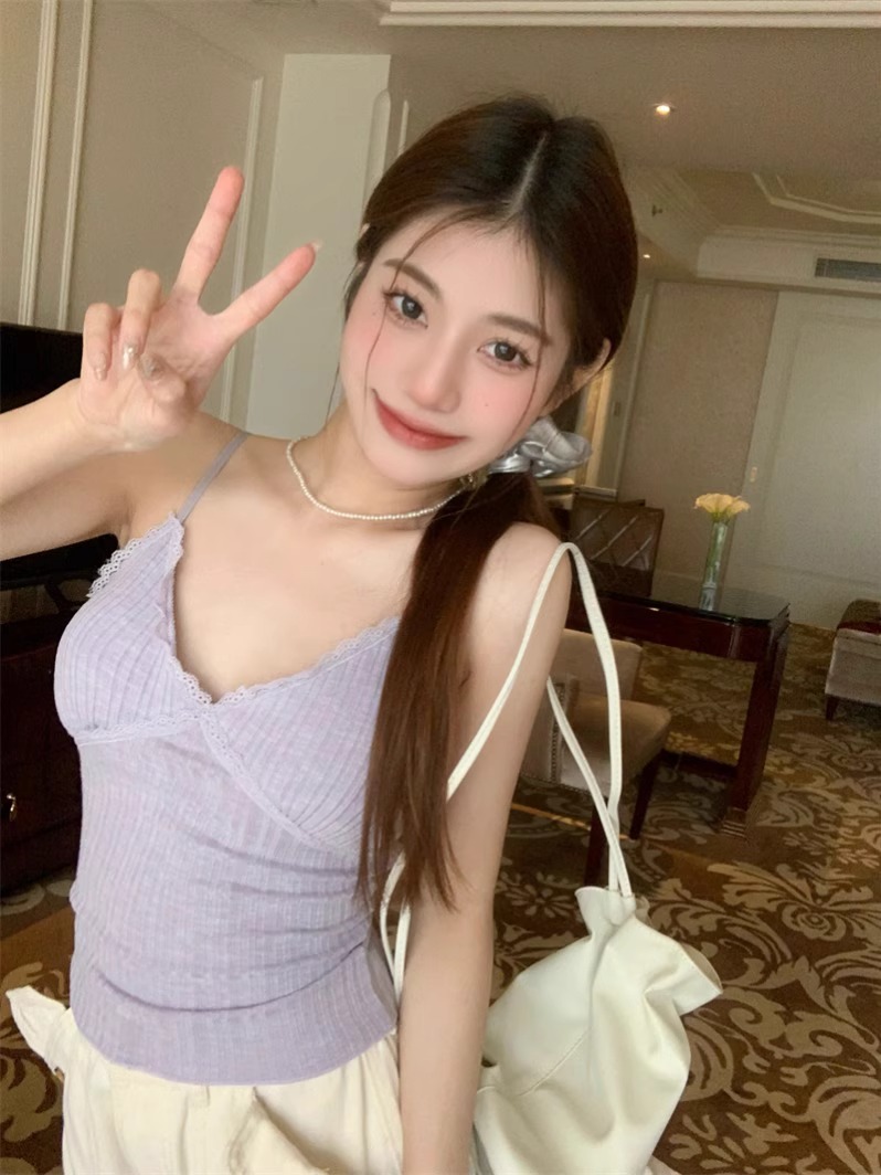 油畫碎花斜肩綁帶復古上衣女夏季2024新款百搭韓版無袖吊帶小背心