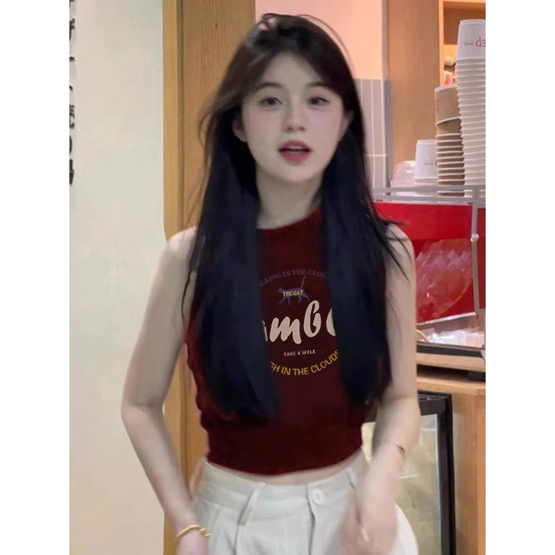 210克後包條 春夏季修身短款背心無袖t恤女