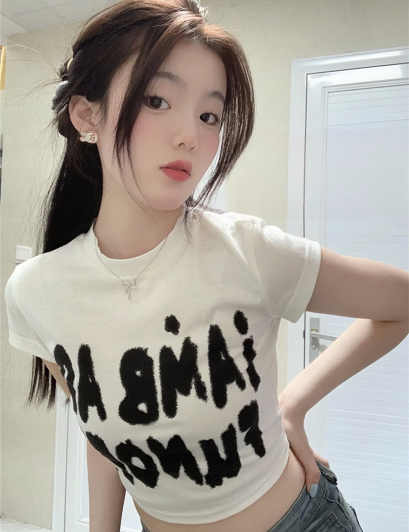 2024年夏裝新款 92棉/8氨綸40支210g純棉 修身短款T恤女短袖
