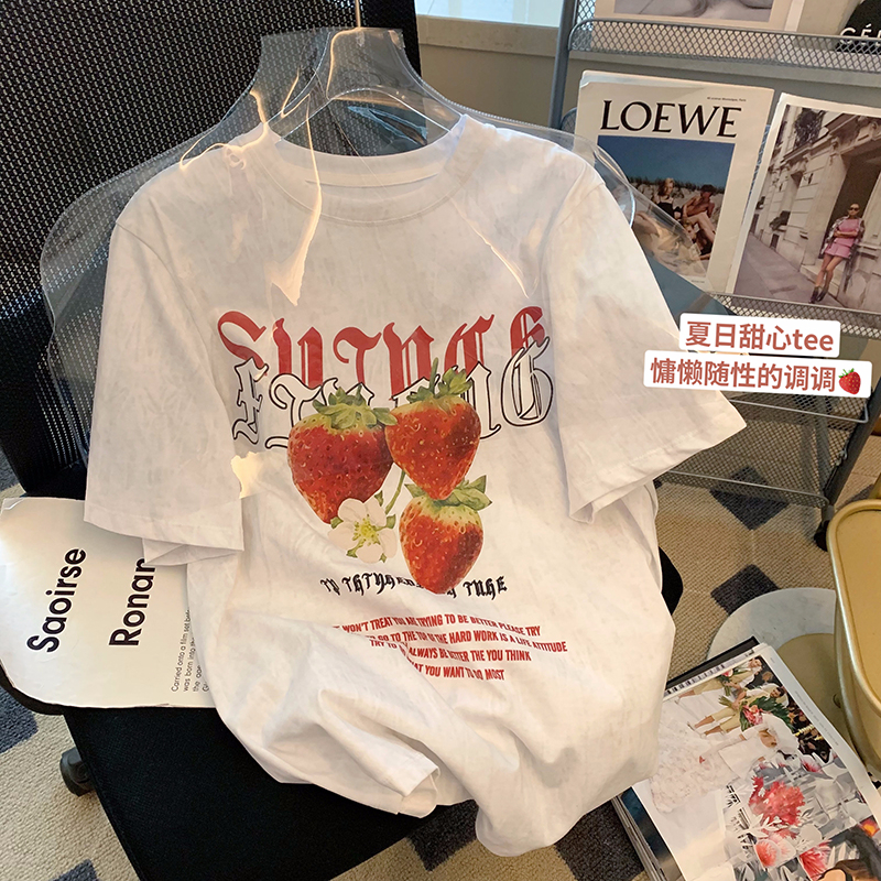2024年夏裝新款 220克/精梳純棉後包領有縫邊S-XXXL夏裝短袖T恤女