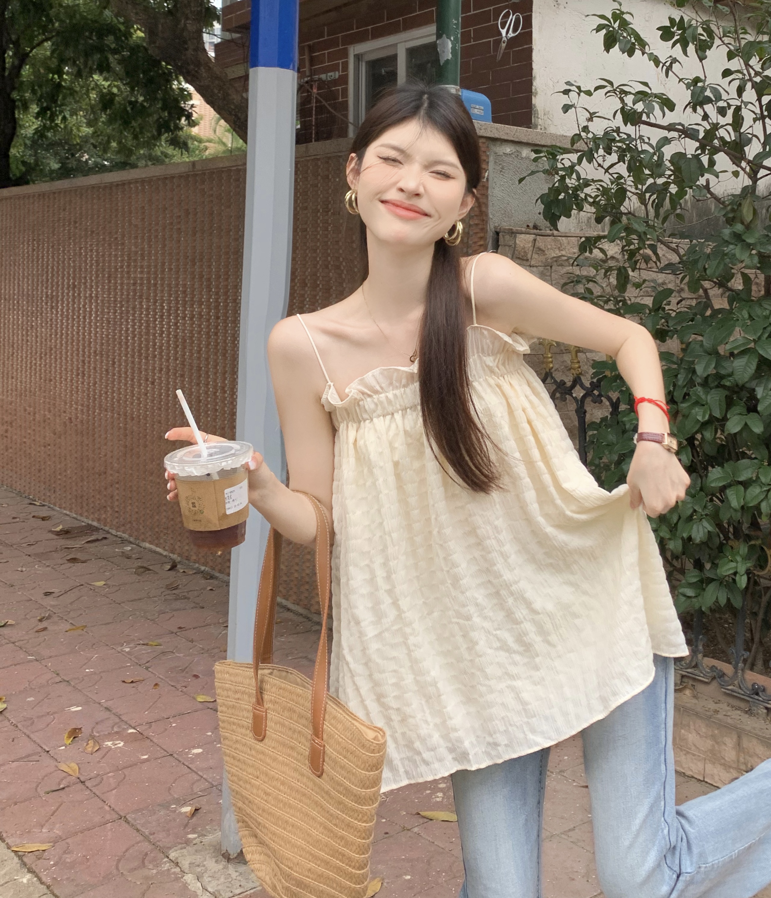實拍 露思同款夏季吊帶背心溫柔氣質顯瘦顯白抹胸上衣
