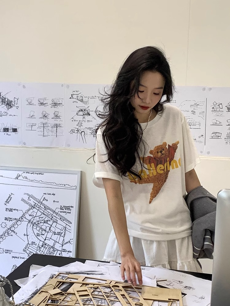 2024年夏裝新款220克/精梳純棉後包領有縫邊S-XXXL夏裝短袖T恤女