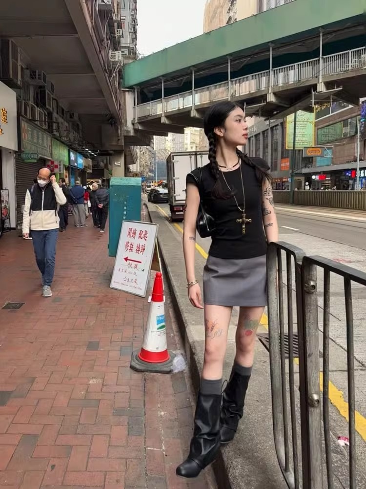 夏季新款法式chic甜辣風洋氣顯瘦時尚百搭上衣女搭半身裙兩件套