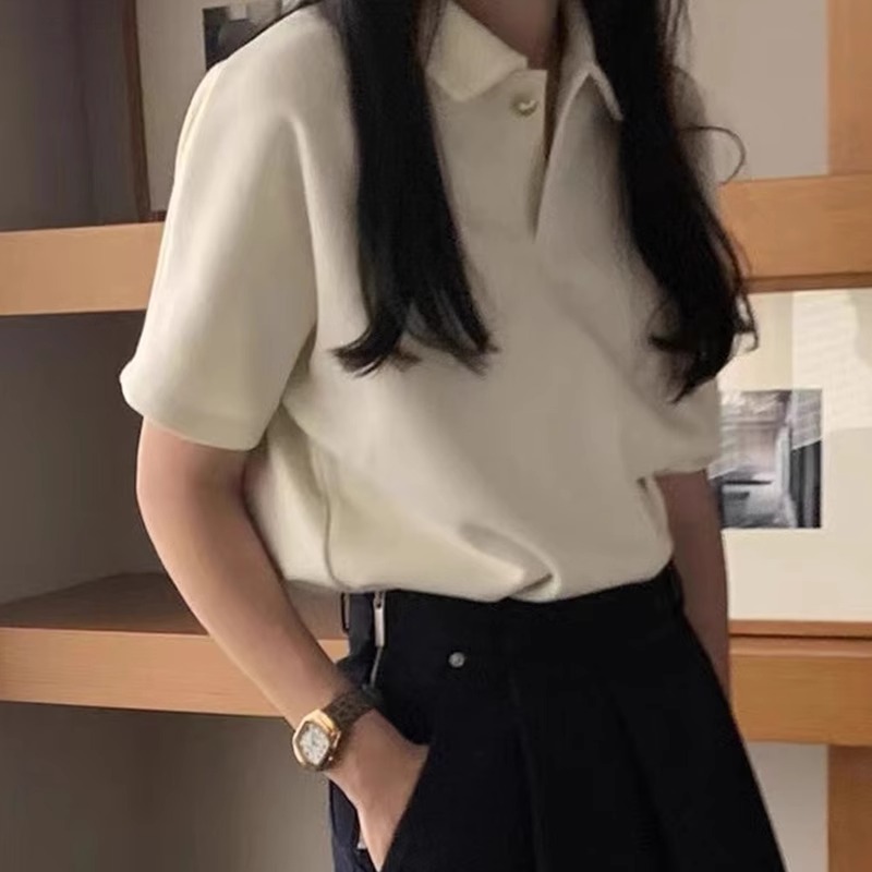 官圖 22%棉 80%塗250g珠地 夏裝愛心紐扣polo領短袖女