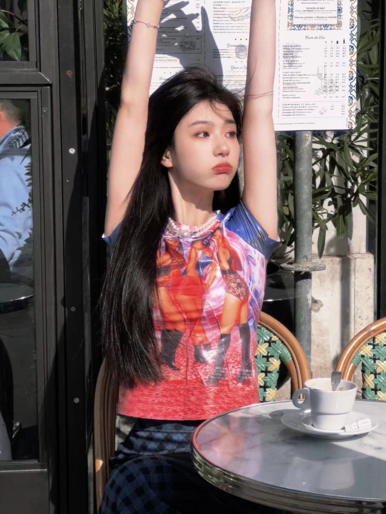 美式復古個性印花短袖t恤女夏季性感辣妹時裝秀歐美修身短款上衣
