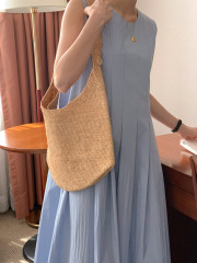 Size update chic summer Korean style minimalist round neck pleated loose casual sleeveless vest dress