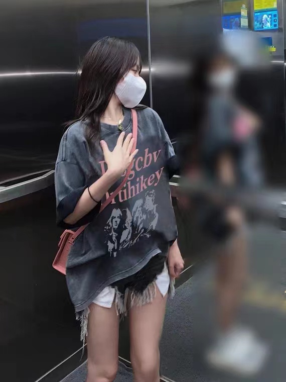 230克純棉包領 春夏季美式復古寬鬆大碼上衣印花水洗做舊短袖T恤