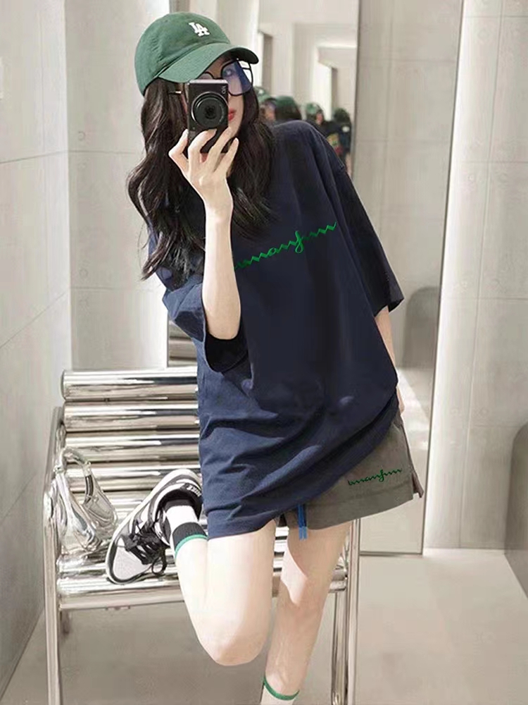 寬鬆酷鹽系休閒運動服套裝女夏季短袖短褲韓版學生時尚洋氣兩件套