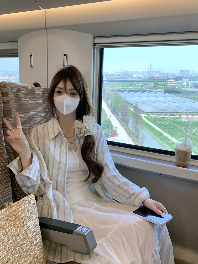 實拍  夏季寬鬆百搭條紋設計感寬鬆外搭防曬上衣