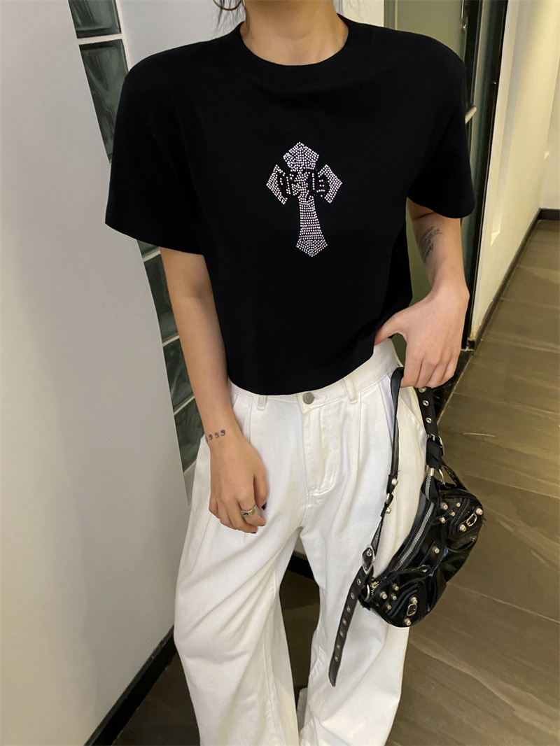 實拍2024年春夏秋款韓國東大門網紅GLYP重工針織衫手工釘鑽短袖女