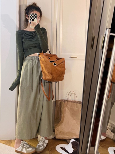 Spring and summer irregular pants, design casual pants, lazy and fashionable loose high-waisted wide-leg pants, yuppie overalls for women