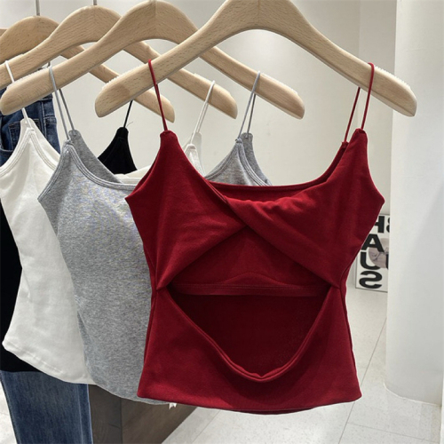Price~Quality model running quantity price camisole vest for inner wear and outer wear with beautiful back solid color top with chest pad