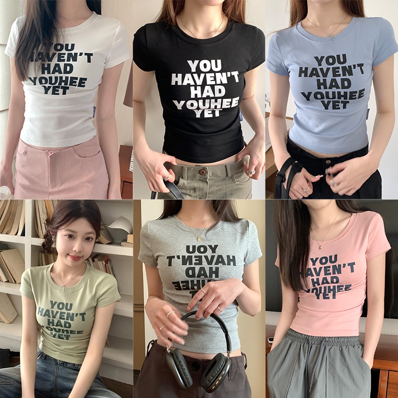 實拍小個子內搭短袖T恤女夏季美式辣妹修身顯瘦打底衫短款ins上衣