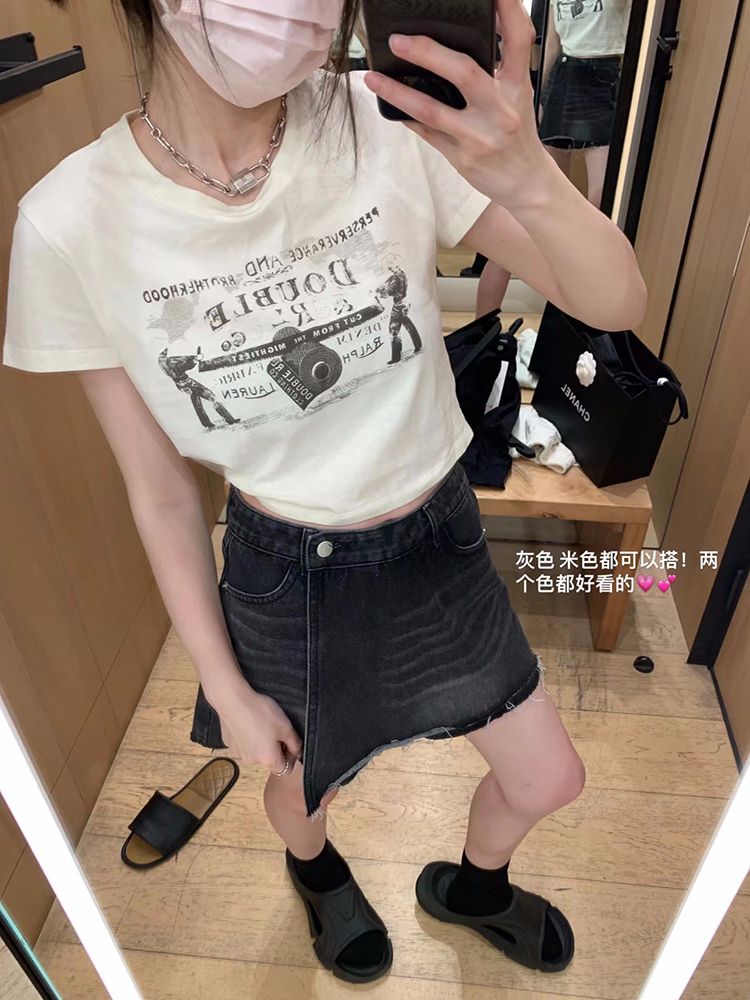 2024年夏裝新款 92棉/8氨綸40支210g純棉 修身短款T恤女短袖