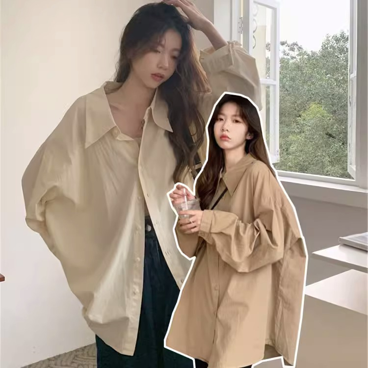 大碼女裝簡約純棉疊穿襯衫女春秋新款韓版氣質設計感寬鬆百搭襯衣