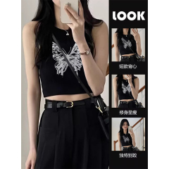 210克後包條 春夏季修身短款背心無袖t恤女