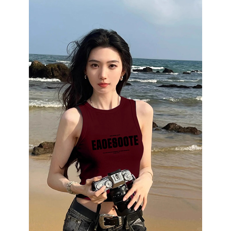210克後包條 春夏季修身短款背心無袖t恤女