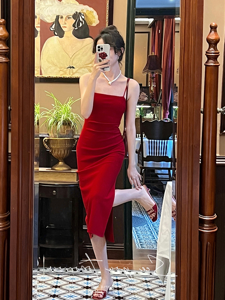 韓國夏季款純欲性感高腰顯瘦辣妹吊帶連衣裙女內搭包臀裙