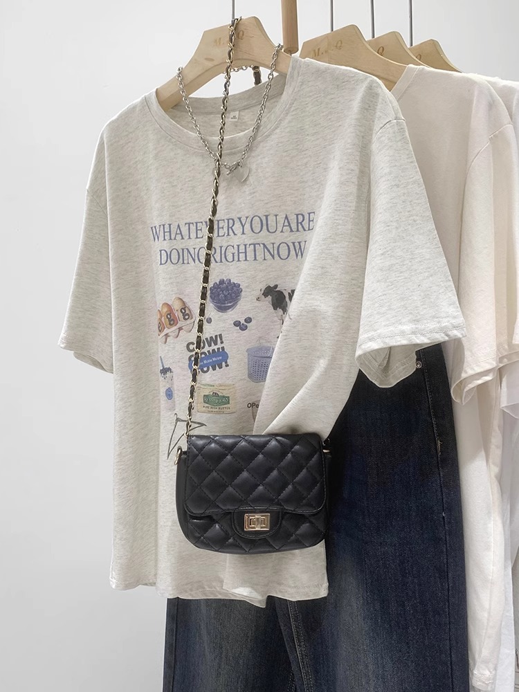 2024 new summer wear 220g/combed cotton back collar with seamed edge S-XXXL summer short-sleeved T-shirt for women