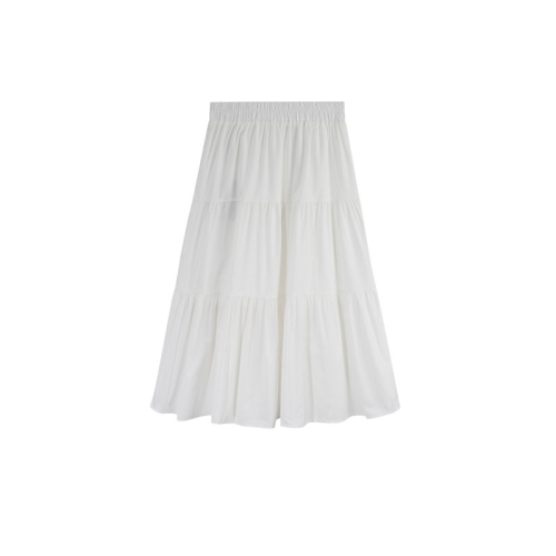 Summer 2024 New Stacked Skirt Women's Simple Small Fresh Lady Loose High Waist