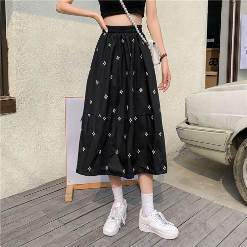 Spring and summer 2024 new floral skirt for women Korean style casual high waist
