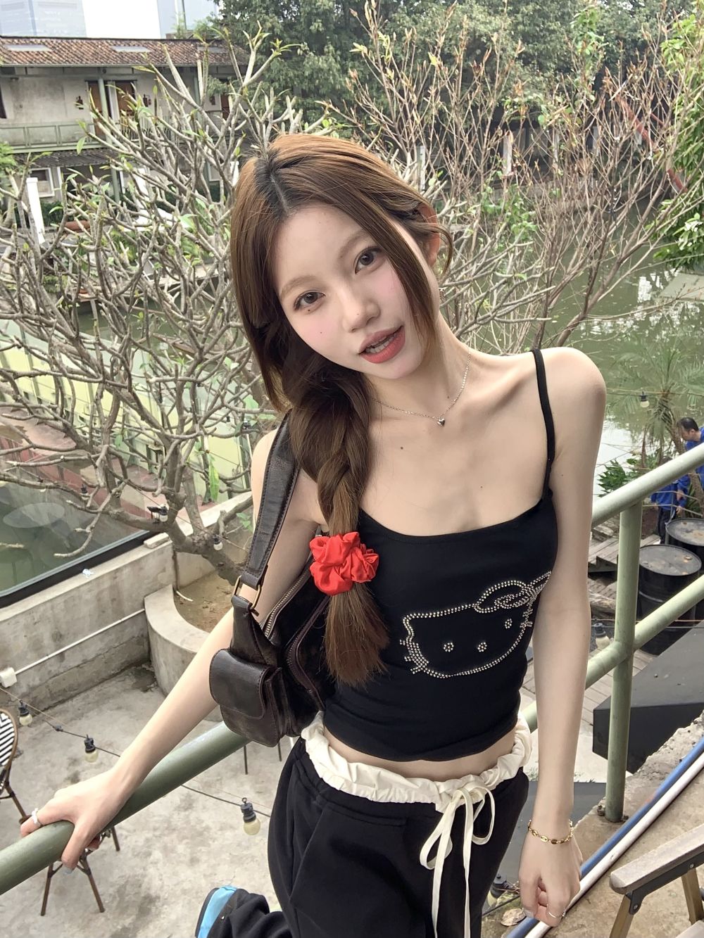 實拍三標齊辣妹短款趣味小吊帶上衣女