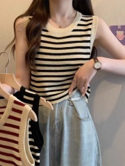 條紋吊帶小背心女夏季顯瘦外穿內搭遮肉無袖針織休閒上衣