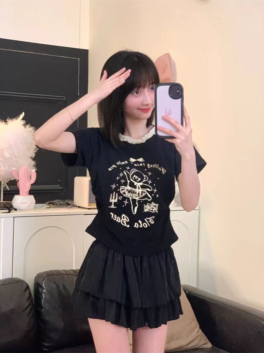 復古蕾絲花邊蛋糕半身裙女春夏設計感小眾蓬蓬短裙裙子