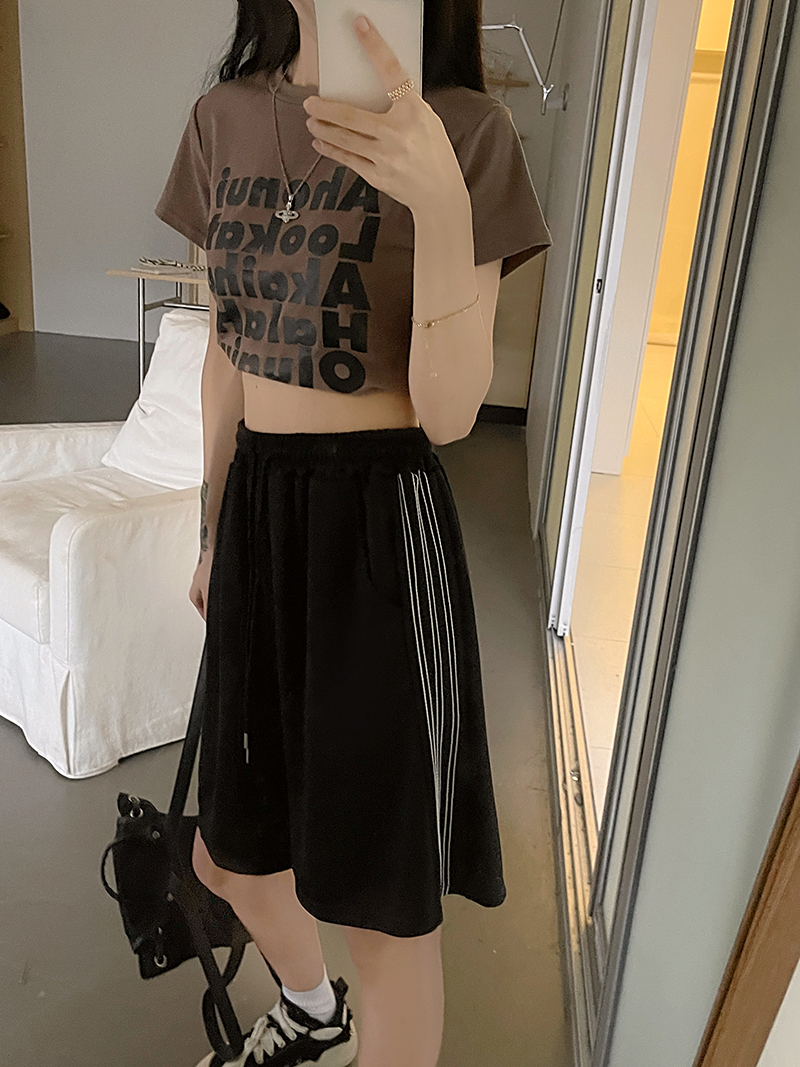 實拍 高質量斜紋  條紋運動短褲女夏季寬鬆五分褲