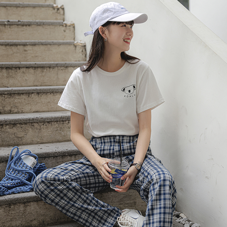 實拍2024小清新白色T純棉材質綿軟女夏季新款純色打底衫T恤