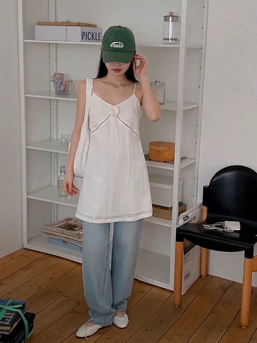 韓國代購Maybins官網2024春裝新款韓版甜美吊帶連衣裙打底裙