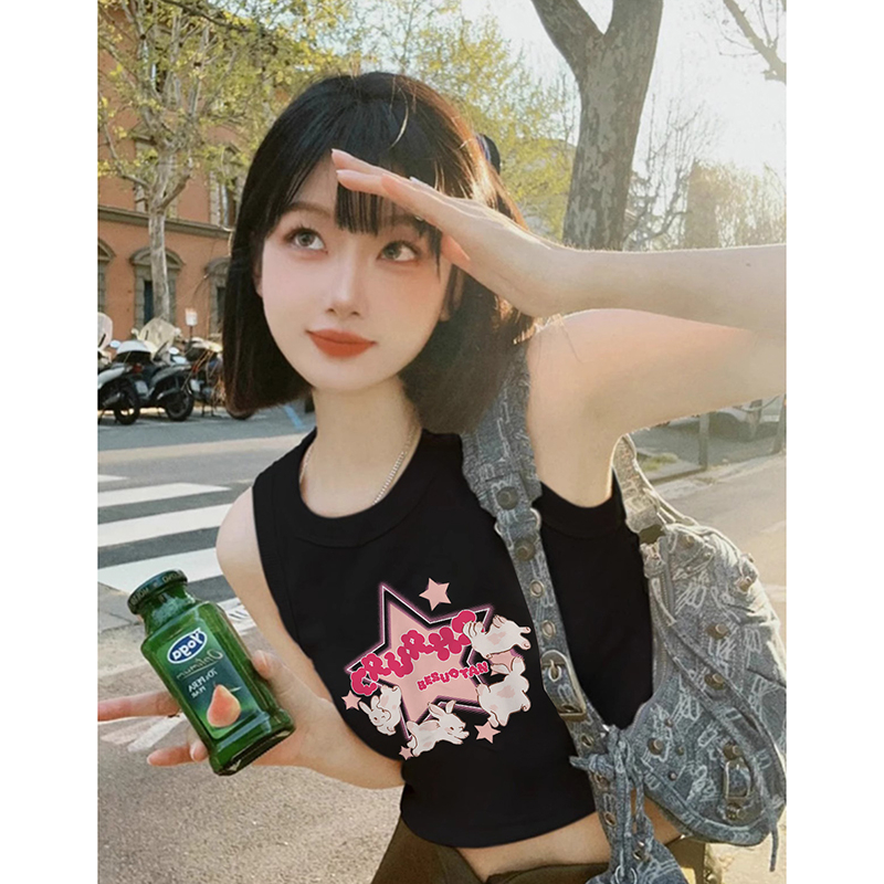 210克後包條 春夏季修身短款背心無袖t恤女