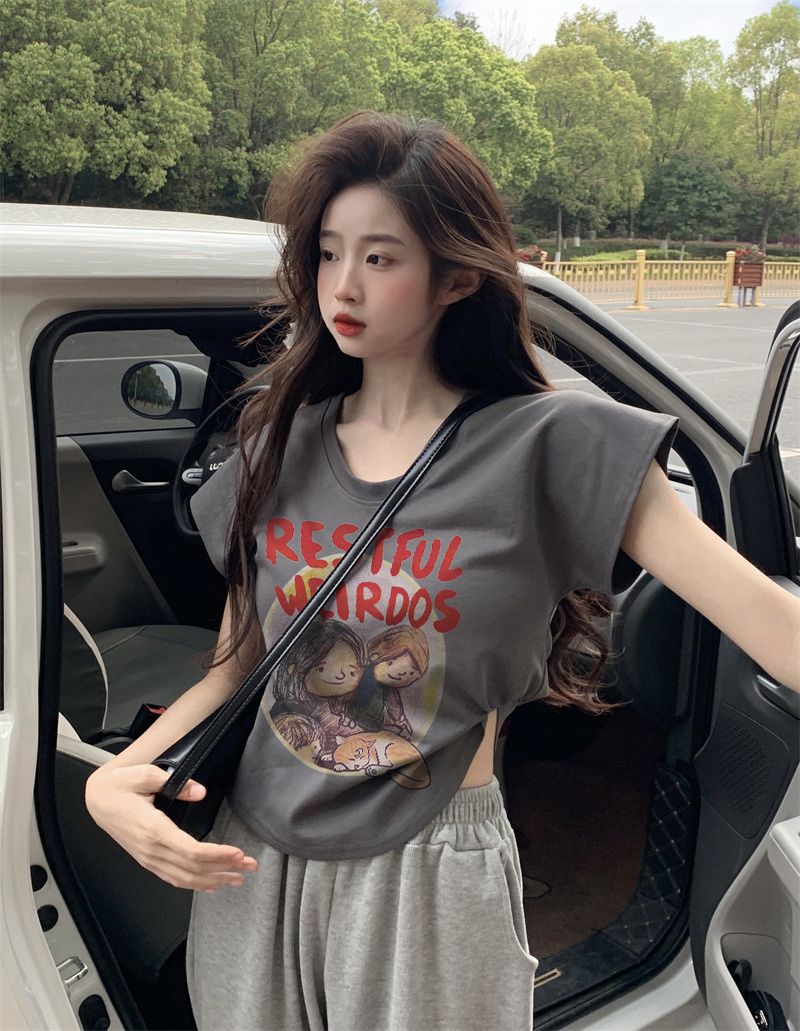 Real shot of pure cotton short-sleeved T-shirt for women in summer Korean style new slim fit short stretch solid color versatile top ins