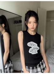 Official Image 260 Random Cut Round Neck Blouse for Women Summer 2024 New Model Fitted Sleeveless Top Instagram Trendy