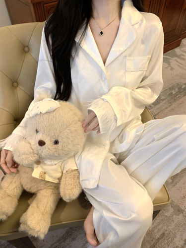 Actual shot of the new spring style pajamas set with fringed cuffs that can be worn outside
