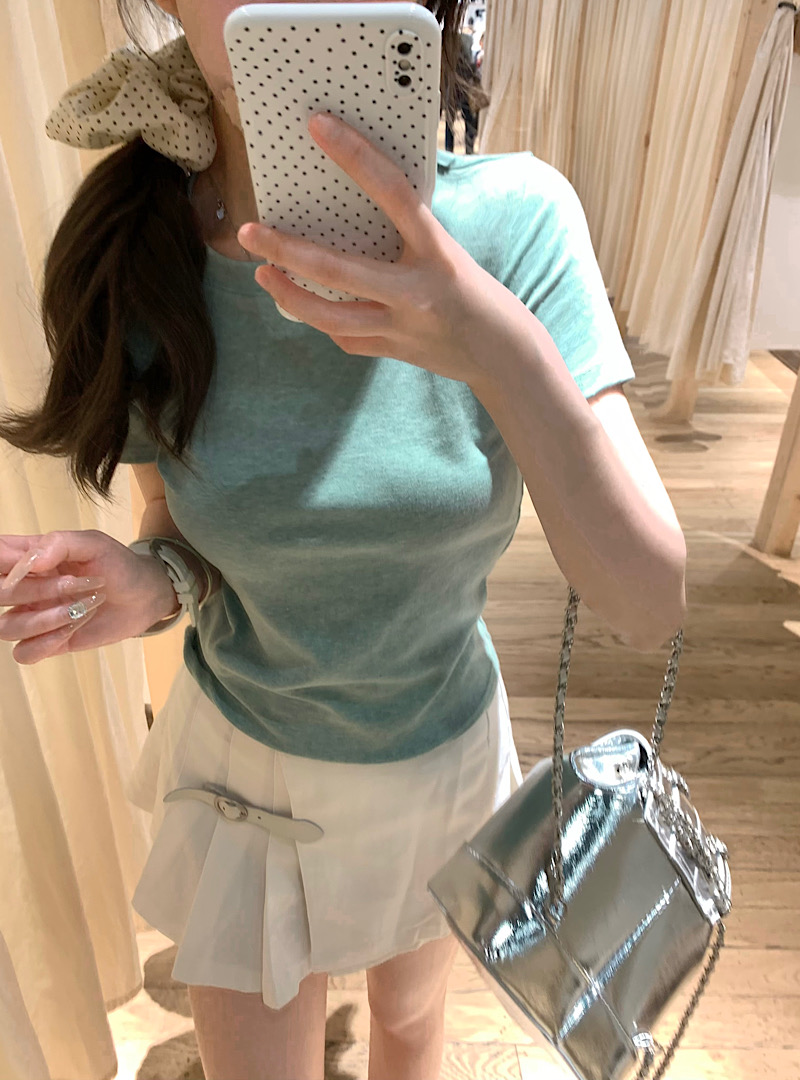 實拍 萬能TEE 百搭圓領休閒果綠色顯白上衣