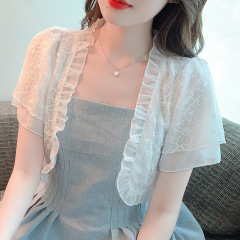 已出貨小披肩外套女2024春夏新款小肩百搭雪紡防曬衣短款外搭開衫