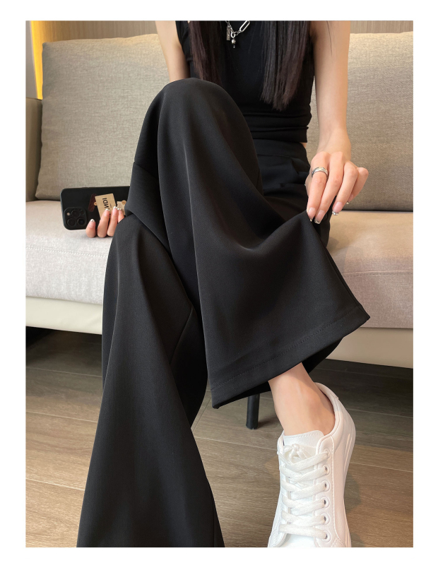 Women's Spring Autumn High-Waisted Flowy Wide Leg Pants New Summer Thin Version Casual Narrow Version Straight Leg Pants