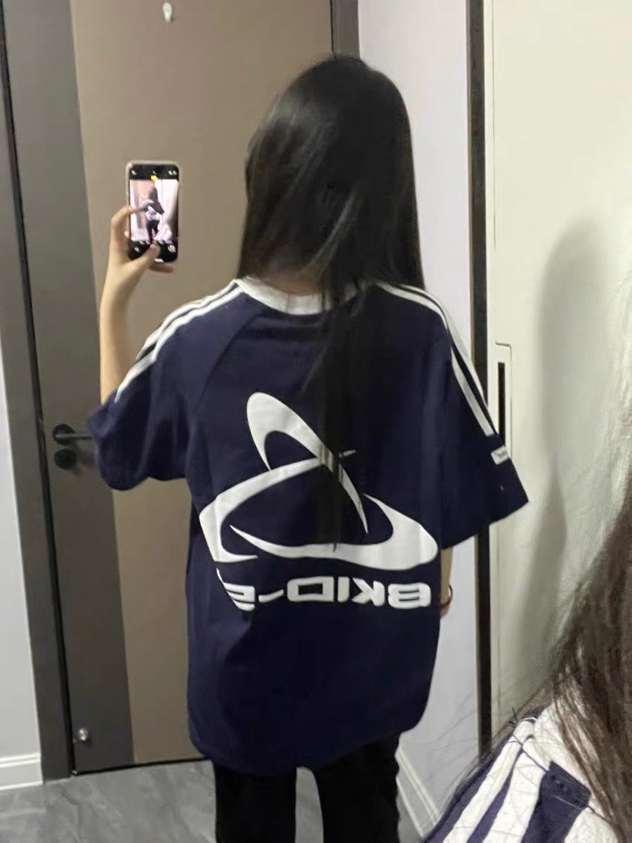羅紋領純棉200克精梳緊密賽絡紡短袖t恤女