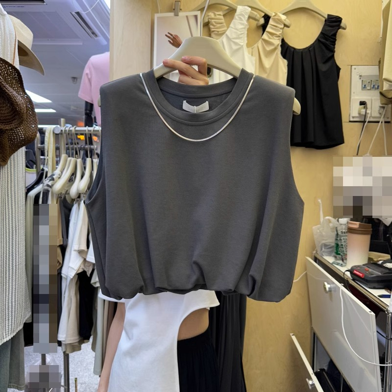 無袖背心T恤女夏新款設計感短款辣妹外穿別致坎肩上衣