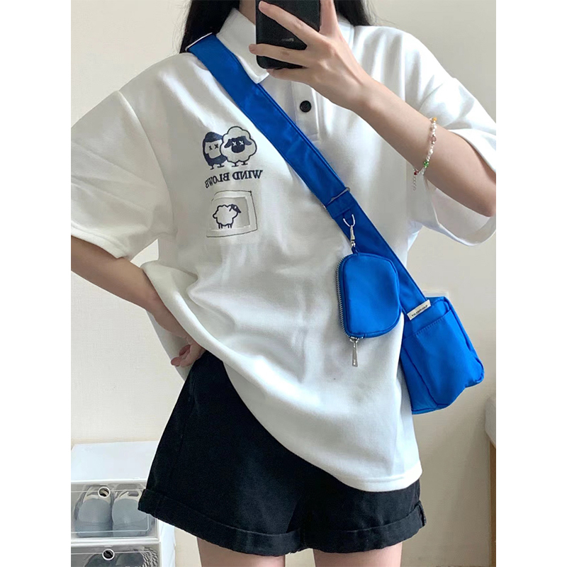 280克珠地質量240斤大碼刺繡夏季港味短袖女