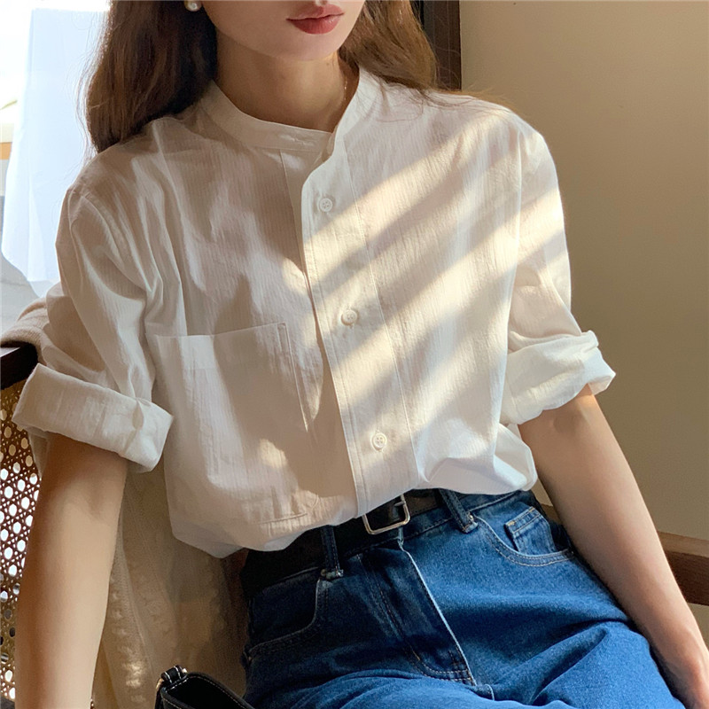 白色襯衫女春秋款2024新款襯衣小個子別致漂亮長袖上衣設計感小眾
