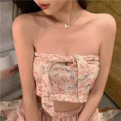 碎花抹胸小衫性感夏季外穿無袖短款露臍上衣女裹胸學生
