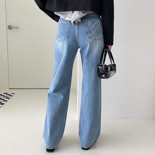 Buttou double love washed blue casual all-match jeans