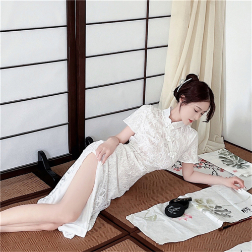 Real shot of new Chinese style small dress, engagement dress, improved cheongsam, seaside vacation backless dress