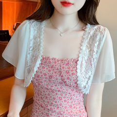 已出貨小披肩外套女2024春夏新款小肩百搭雪紡防曬衣短款外搭開衫
