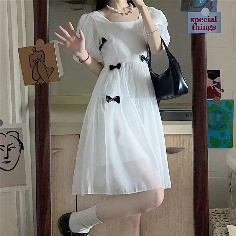 韓國 夏季新款大碼連衣裙娃娃裙A字裙雪紡有內里蛋糕裙包臀裙女