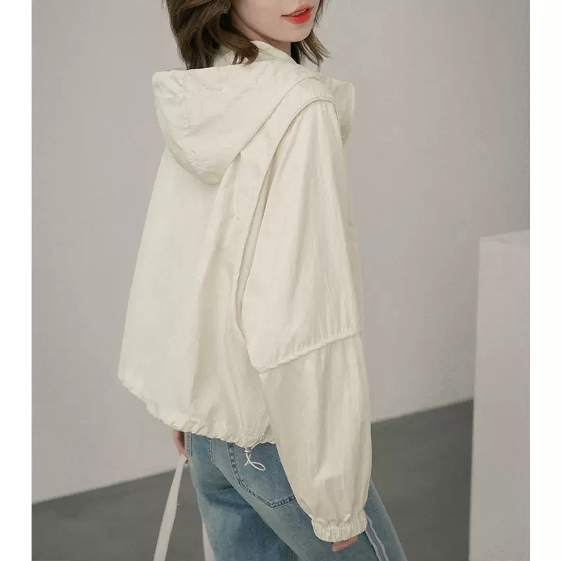 官圖 薄款輕涼硬防曬衣女夏季寬鬆透氣防曬服衝鋒衣外套